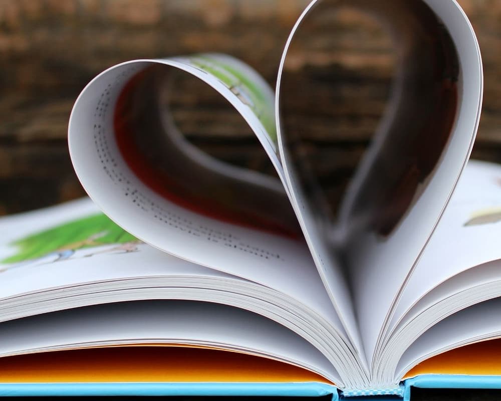 non-fiction children's book with pages bent into heart shape