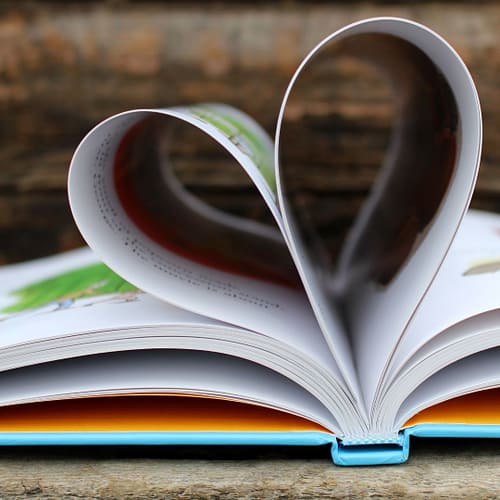 non-fiction children's book with pages bent into heart shape